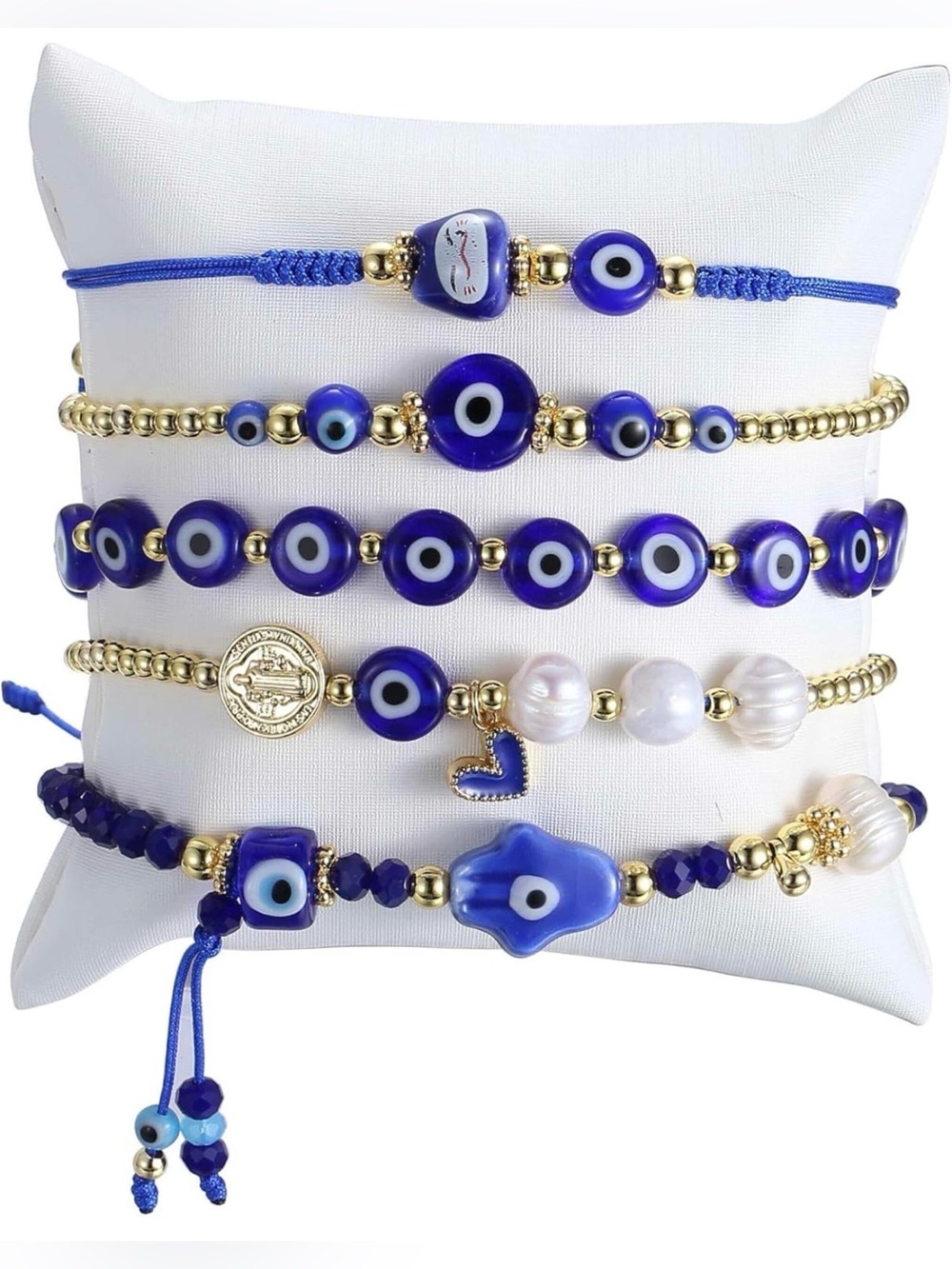 Blue Evil Eye Bracelets Handmade Golden Turkish Eye Jewelry